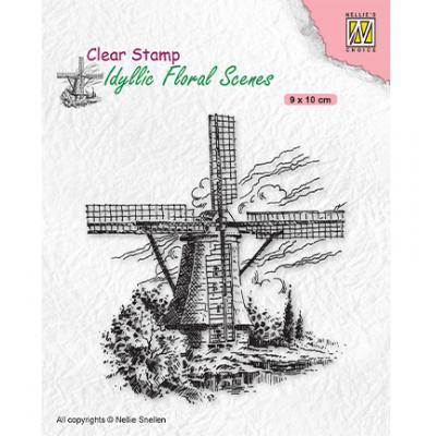 Nellie's Choice Clear Stamp - Idyllic Floral Scenes Wind-Mill